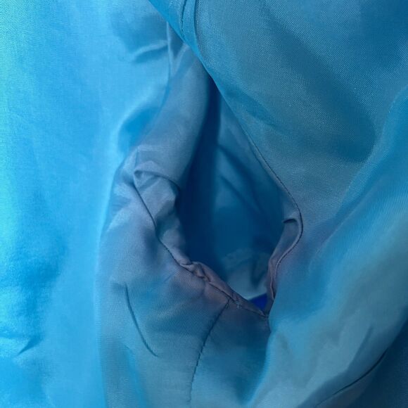 Vintag 90s Maggie London by Kenneth Nolan 100% Silk Cropped Blue Blazer Size 6 - Picture 4 of 7